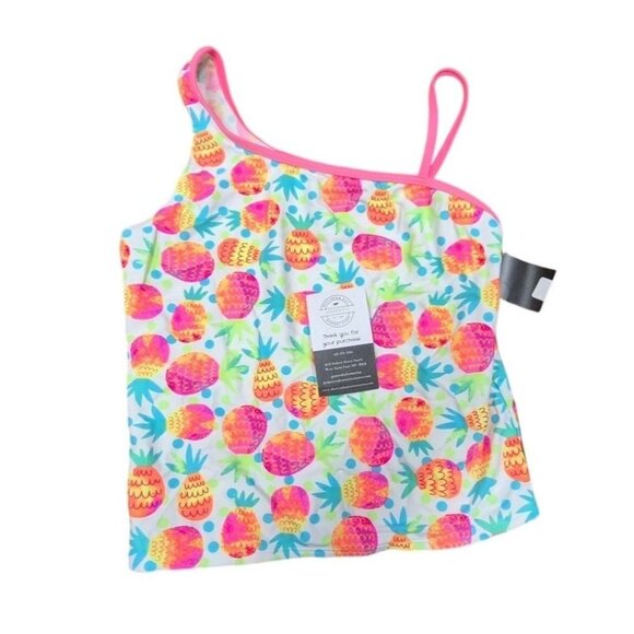 Girls XL Op One-Shoulder Pineapple Print Tankini Swim Top Nylon/Spandex - Picture 1 of 4